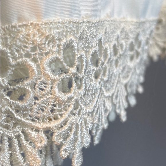 Vintage Elena Collection Ivory Lace Dress – Pearl Button Sheer Overlay Over Slip - Picture 16 of 16